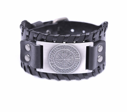 Vegvisir wide leather bracelet